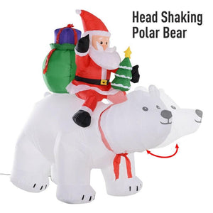 6 Foot Light Up Inflatable Santa Claus and Polar Bear Holiday Decor - Adler's Store