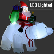 Load image into Gallery viewer, 6 Foot Light Up Inflatable Santa Claus and Polar Bear Holiday Decor - Adler&#39;s Store