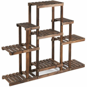 6-Tier Wood Pot Stand Display Rack with Multi-Level Storage Shelves - Adler's Store