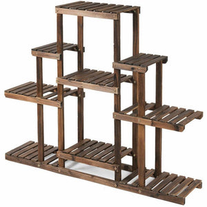 6-Tier Wood Pot Stand Display Rack with Multi-Level Storage Shelves - Adler's Store