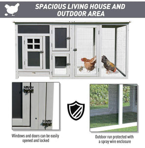 63 inch Fir Wood Chicken Coop with Run and Nesting Box - Adler's Store