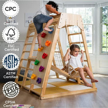 Load image into Gallery viewer, 7-in-1 Real Wood Indoor Jungle Gym Playset with Slide Climbing Wall Swing and More - Adler&#39;s Store