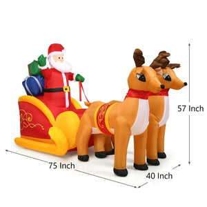75 Inch Inflatable Santa Double Deer with Sled - Adler's Store