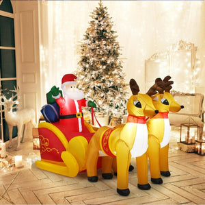 75 Inch Inflatable Santa Double Deer with Sled - Adler's Store
