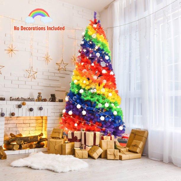 7Ft Rainbow Swirl Artificial PVC Christmas Tree with Metal Stand - Adler's Store