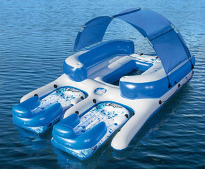 8-Person Floating Island with UV Sun Shade and Connecting Lounge Rafts - Adler's Store