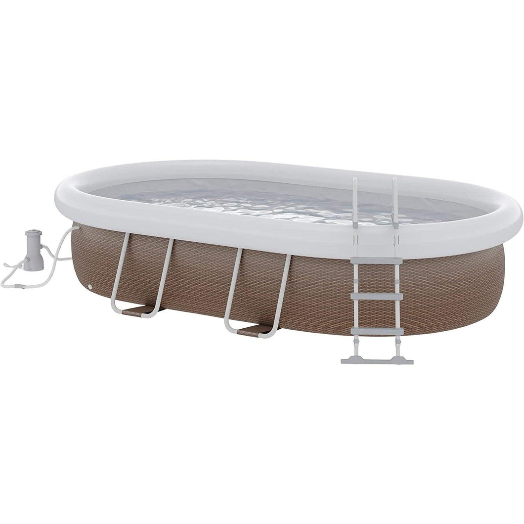 8 x 10 x 3.5 Ft 1-8 People Swimming Pool with Filtration Pump and Safety Ladder - Adler's Store