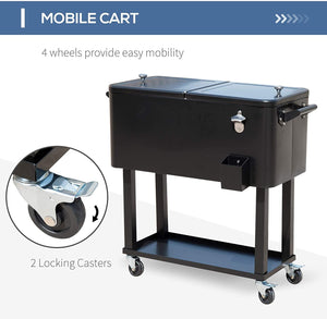 80 Qt Outdoor Rolling Cooler Cart - Adler's Store
