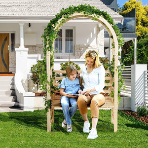 81 Inch Wood Garden Arch Trellis with 2-Person Bench - Adler's Store