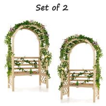 Load image into Gallery viewer, 81 Inch Wood Garden Arch Trellis with 2-Person Bench - Adler&#39;s Store