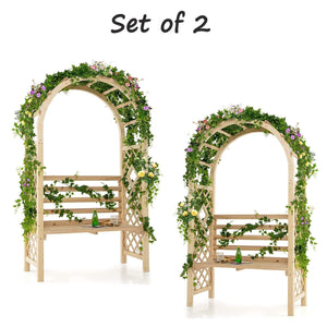 81 Inch Wood Garden Arch Trellis with 2-Person Bench - Adler's Store