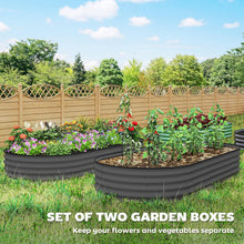 Load image into Gallery viewer, 2 Metal 7' x 3' x 1' Raised Planter Boxes with Support Stakes and Gloves