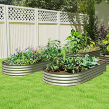 Load image into Gallery viewer, 2 Metal 7' x 3' x 1' Raised Planter Boxes with Support Stakes and Gloves