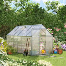 Load image into Gallery viewer, 12.3' W x 6.2' D x 6.5' H Heavy Duty Walk-in Polycarbonate Garden Greenhouse Kit with Adjustable Roof Vent, Aluminum Frame, Sliding Door and Rain Gutter