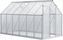 Load image into Gallery viewer, 12.3' W x 6.2' D x 6.5' H Heavy Duty Walk-in Polycarbonate Garden Greenhouse Kit with Adjustable Roof Vent, Aluminum Frame, Sliding Door and Rain Gutter on a white background