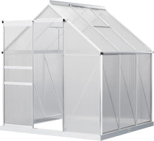 Load image into Gallery viewer, 6.2' x 6.2' x 6.6'  Heavy Duty Walk-in Polycarbonate Garden Greenhouse Kit with Adjustable Roof Vent, Aluminum Frame, Sliding Door and Rain Gutter on a white background
