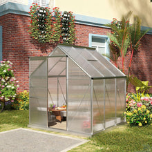 Load image into Gallery viewer, 6.2' x 6.2' x 6.6'  Heavy Duty Walk-in Polycarbonate Garden Greenhouse Kit with Adjustable Roof Vent, Aluminum Frame, Sliding Door and Rain Gutter