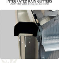 Load image into Gallery viewer, Integrated rain gutter system with water drainage and collection feature.