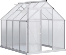 Load image into Gallery viewer, 8.3' x 6.2' x 6.5' Heavy Duty Walk-in Polycarbonate Garden Greenhouse Kit with Adjustable Roof Vent, Aluminum Frame, Sliding Door and Rain Gutter e on a white background