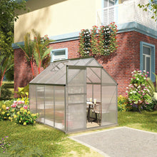 Load image into Gallery viewer, 8.3' x 6.2' x 6.5' Heavy Duty Walk-in Polycarbonate Garden Greenhouse Kit with Adjustable Roof Vent, Aluminum Frame, Sliding Door and Rain Gutter 