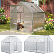 Load image into Gallery viewer, Heavy Duty Walk-in Polycarbonate Garden Greenhouse Kit with Adjustable Roof Vent, Aluminum Frame, Sliding Door and Rain Gutter