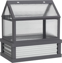 Load image into Gallery viewer, Small glass greenhouse with a dark gray frame on a white background
