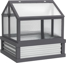 Load image into Gallery viewer, Gray metal cold frame with transparent roof on a white background