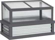 Load image into Gallery viewer, Gray metal cold frame with glass top and sides on a white background