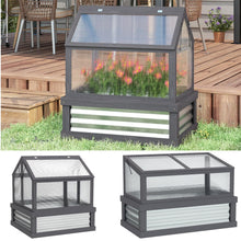 Load image into Gallery viewer, Raised Wooden Cold Frame Garden Bed with Polycarbonate Panels Mini Greenhouse Planter Protection Peak Roof Design