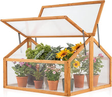 Load image into Gallery viewer, Wood Cold Frame Portable Transparent Box Planter Protection Greenhouse with Liftable Roof