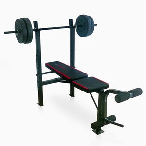 Weight Bench Combo Home Gym with 90lb Vinyl Weight Set and Leg Developer