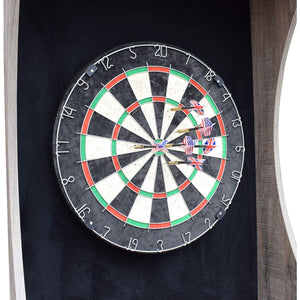 Free-Standing Game Room Dartboard Cabinet Set with 18 Steel-Tip Darts and Storage