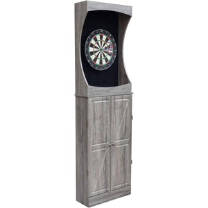 Free-Standing Game Room Dartboard Cabinet Set with 18 Steel-Tip Darts and Storage