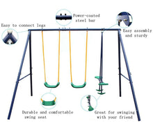 Load image into Gallery viewer, Outdoor Fun and Play Double Swing and Glider Metal Swing Set