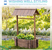 Load image into Gallery viewer, Wooden Wishing Well Planter Ornamental Raised Garden Flower Bed Classic Yard Decor