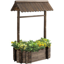 Load image into Gallery viewer, Wooden Wishing Well Planter Ornamental Raised Garden Flower Bed Classic Yard Decor