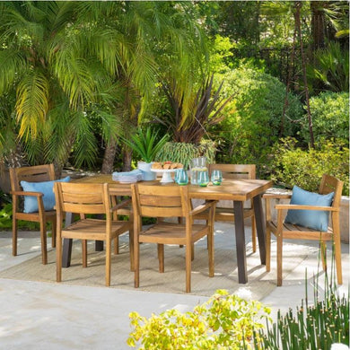 Acacia Rustic Wood 7-Piece Patio Dining Set - Adler's Store