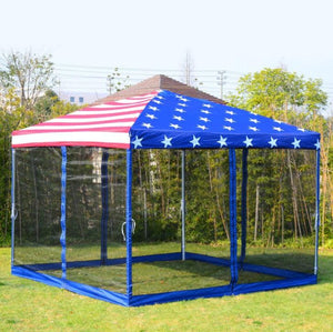 American Flag 10 x 10 Ft Pop Up Tent with Mesh Net and Carry Bag - Adler's Store