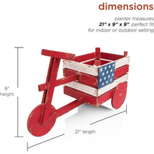 Load image into Gallery viewer, American Flag Rustic Wood Tricycle Planter 10 Inch Tall Flower Pot Stand - Adler&#39;s Store