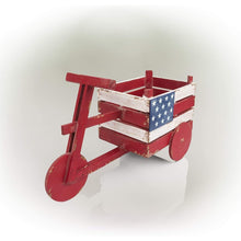 Load image into Gallery viewer, American Flag Rustic Wood Tricycle Planter 10 Inch Tall Flower Pot Stand - Adler&#39;s Store