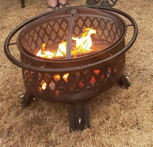 Black 30 Inch Steel Fire Pit and BBQ - Adler's Store