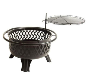 Black 30 Inch Steel Fire Pit and BBQ - Adler's Store