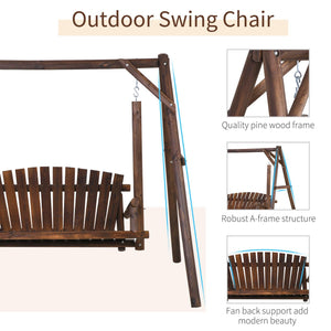 Carbonized Natural Log 6.5 Ft Loveseat 2 Person Garden Swing - Adler's Store