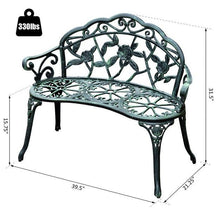 Load image into Gallery viewer, Cast Aluminum Antique Rose Style Patio Bench - Adler&#39;s Store