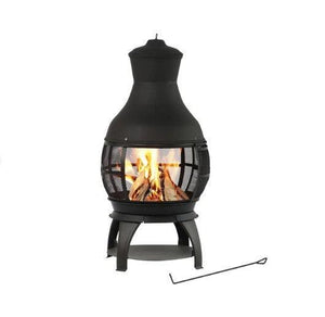 Cast Iron Chiminea Fire Pit with Mesh Spark Screen and Poker - Adler's Store