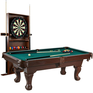 Classic 90 Inch Billiards Table with Cue Rack and Dartboard Set - Adler's Store