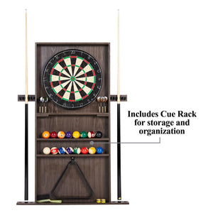 Classic 90 Inch Billiards Table with Cue Rack and Dartboard Set - Adler's Store