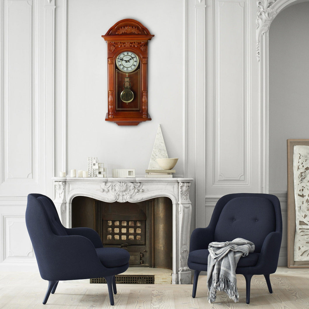 Classic Antique Style Chiming Padauk Oak finish Wall Clock - Adler's Store