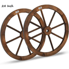 Load image into Gallery viewer, Decorative Vintage Western Style Hanging Carbonized Fir Wood Wagon Wheel - Set of 2 - Adler&#39;s Store