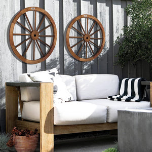 Decorative Vintage Western Style Hanging Carbonized Fir Wood Wagon Wheel - Set of 2 - Adler's Store